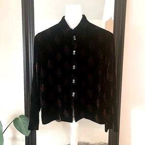 EAST Black Velvet Jacket With Red Buds